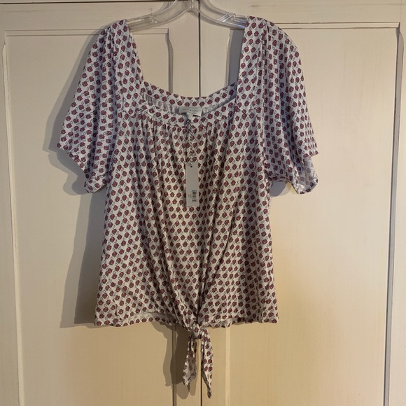 Lucky Brand Square Neck Tie Hem Top - Picture 3 of 7